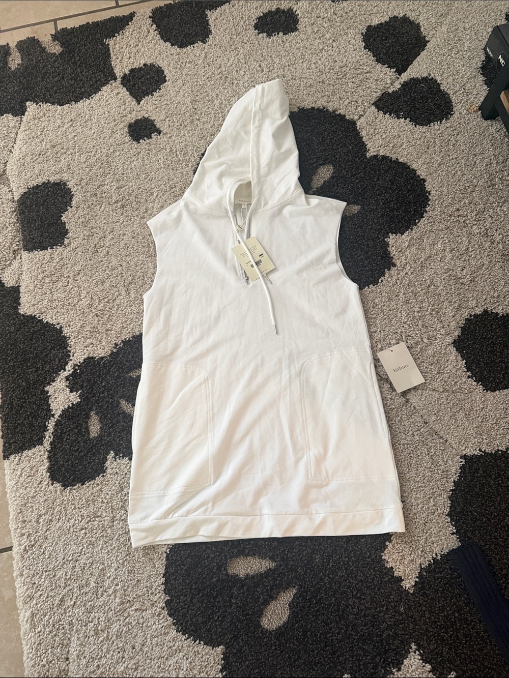 Boheme White Sleeveless Hoodie Tunic